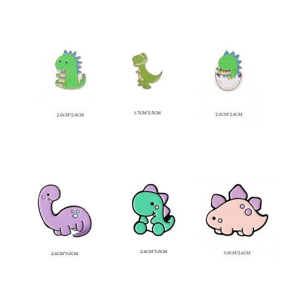 Pack of 6 Dinosaur Enamel Pin Cute Brooch Lapel Pin - Picture 2 of 13
